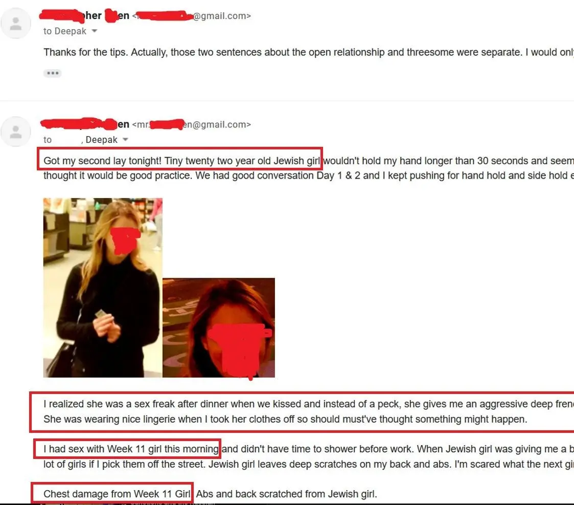 Email describing a student's dating result