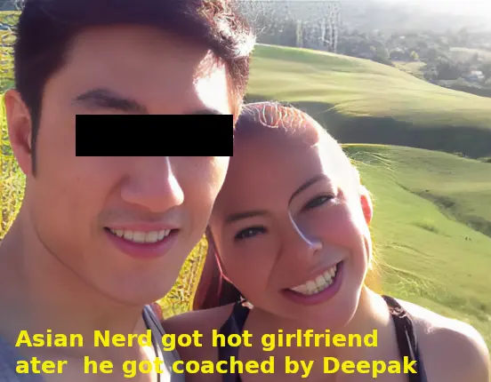 Asian student with his girlfriend after coaching